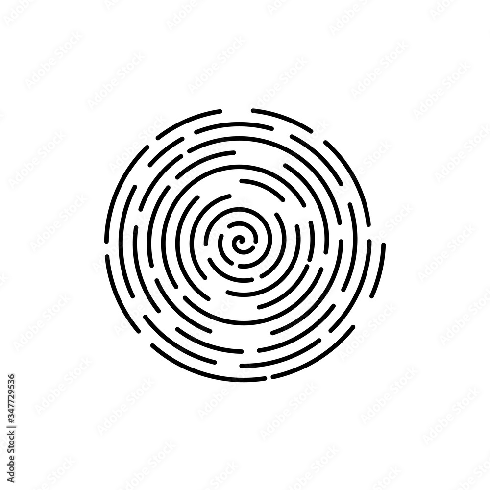 Abstract maze futuristic linear spiral. Archimedean spiral. Isolated illustration on white background. Vector. Abstract maze futuristic linear spiral. Archimedean spiral. Isolated illustration on white background. Vector.