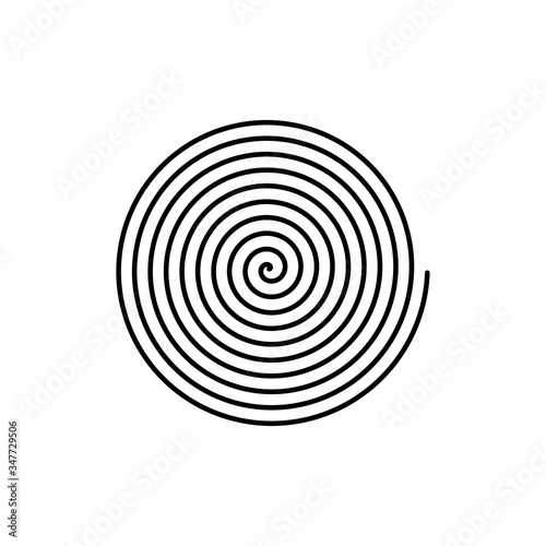 Large linear spiral. Archimedean spiral. Isolated illustration on white background. Vector.