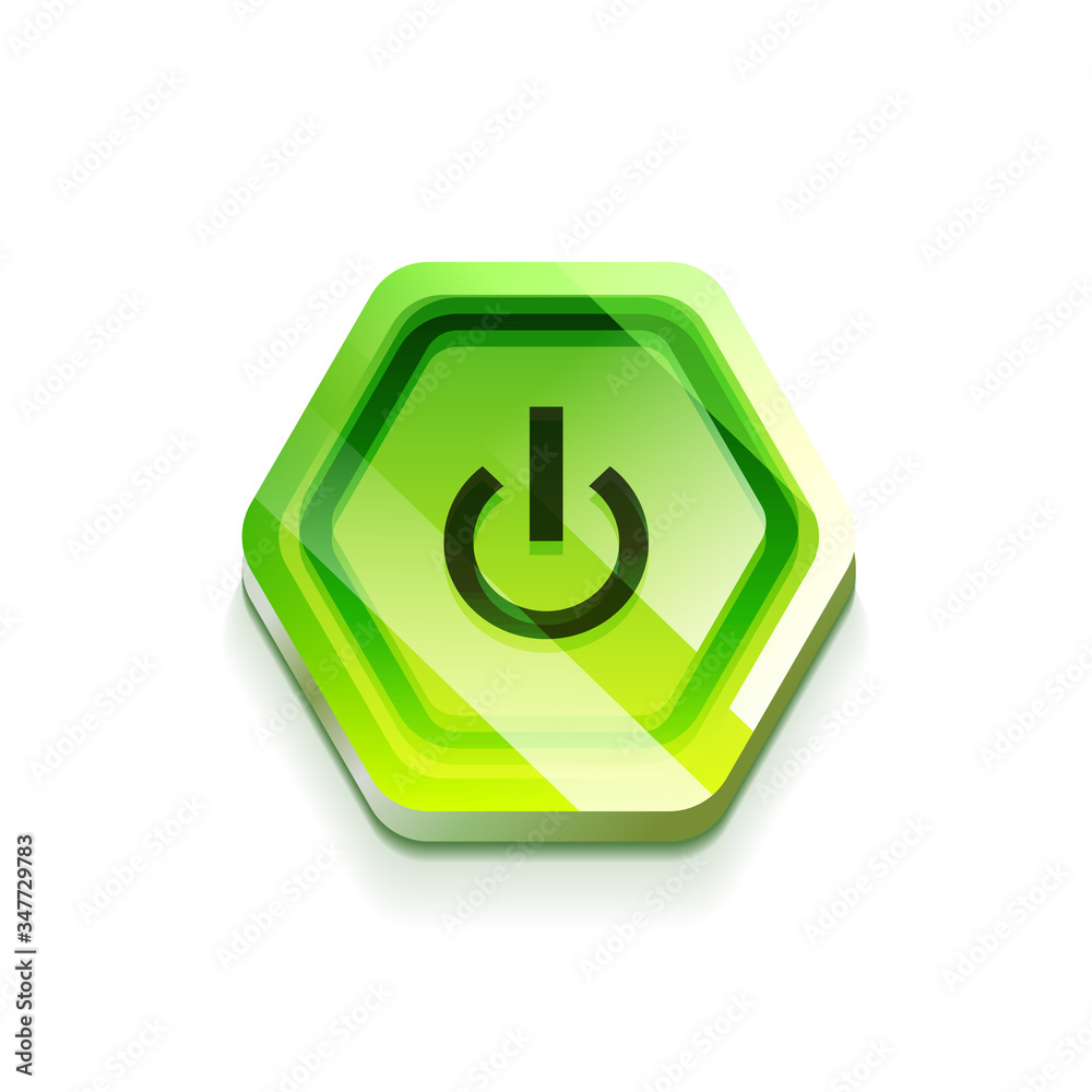 Glossy power web button, vector icon Glossy power web button, vector icon