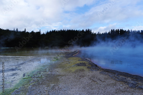 Steam above a geothermal lake