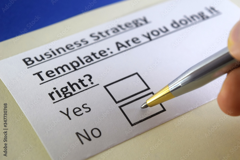 One person is answering question about business strategy template. One person is answering question about business strategy template.
