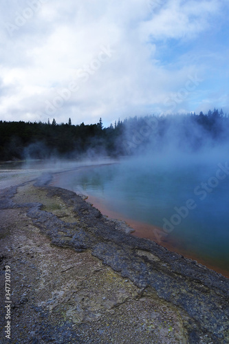 Steam above a geothermal lake