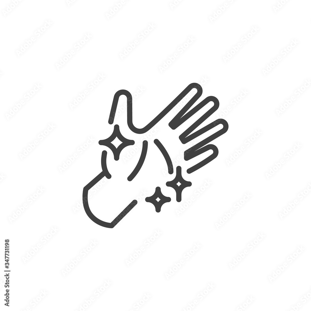 Clean hands line icon. linear style sign for mobile concept and web design. Wash your hands outline vector icon. Symbol, logo illustration. Vector graphics Clean hands line icon. linear style sign for mobile concept and web design. Wash your hands outline vector icon. Symbol, logo illustration. Vector graphics