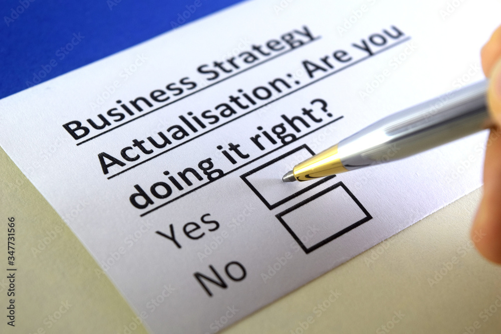 One person is answering question about business strategy actualisation. One person is answering question about business strategy actualisation.