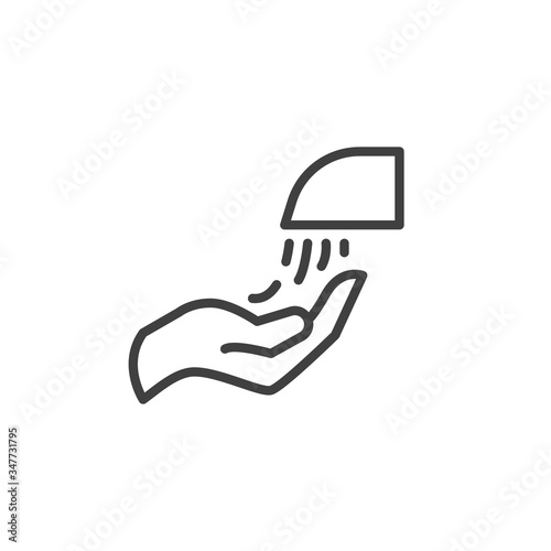 Hands drying line icon. linear style sign for mobile concept and web design. Automatic hand dryer outline vector icon. Symbol, logo illustration. Vector graphics