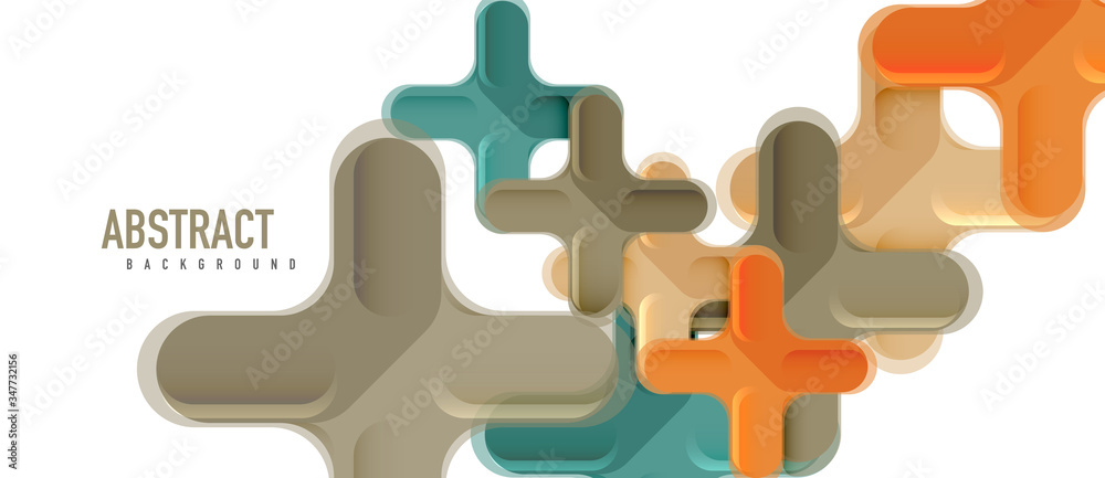 Glossy multicolored plastic style cross composition, x shape design, techno geometric modern abstract background. Trendy abstract layout template
