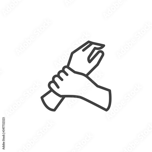 Hands hygiene line icon. linear style sign for mobile concept and web design. Hands washing step outline vector icon. Coronavirus prevention symbol, logo illustration. Vector graphics