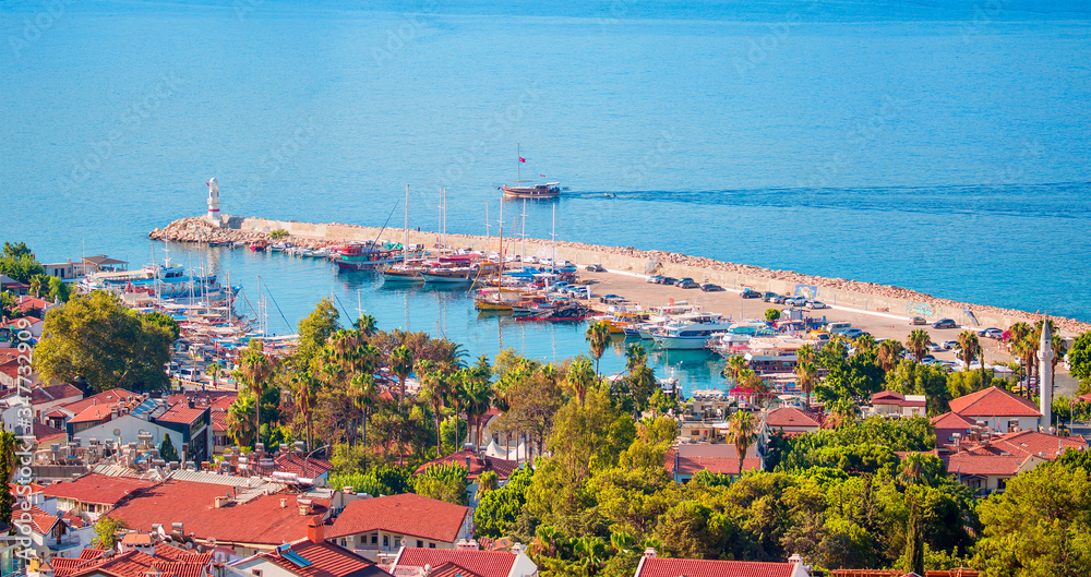 Leisure and fishing boats in the harbor of Kas - Resort town, Kas Antalya