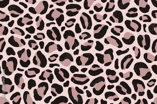 Elegant natural animalistic seamless pattern. Colorful decorative leopard skin background and textile print. Fashionable cat fur wrapping, texture. Vector illustration in flat style