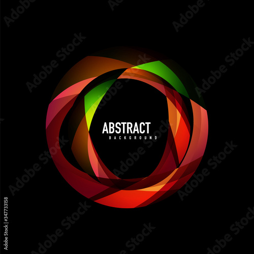 Geometric logo template, flowing waves with text