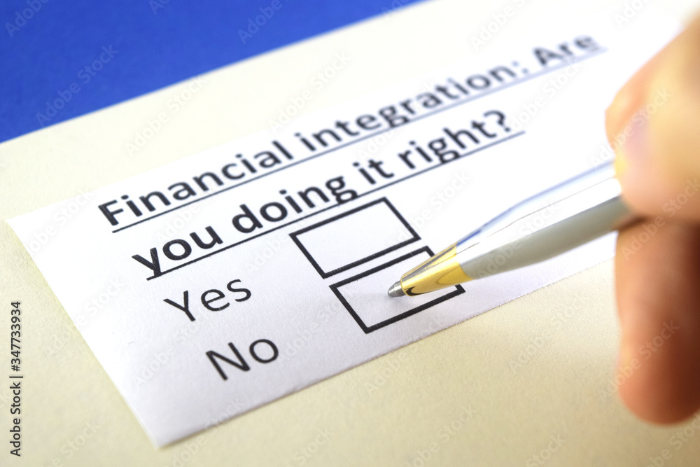 One person is answering question about financial integration. One person is answering question about financial integration.