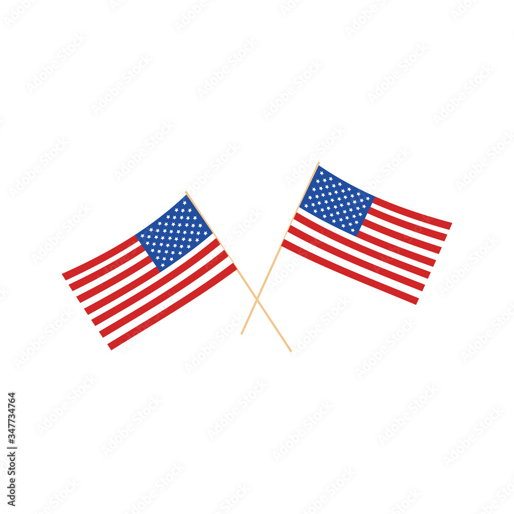 American Flags. Flags of USA. Vector illustration.