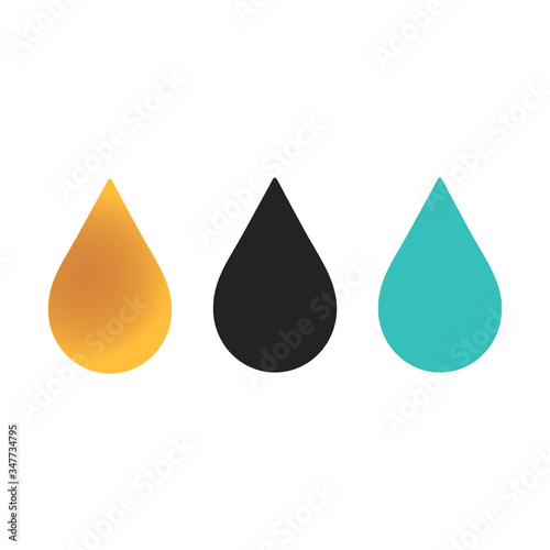 Vector illustration of a blue water drop oil drop and fuel drop