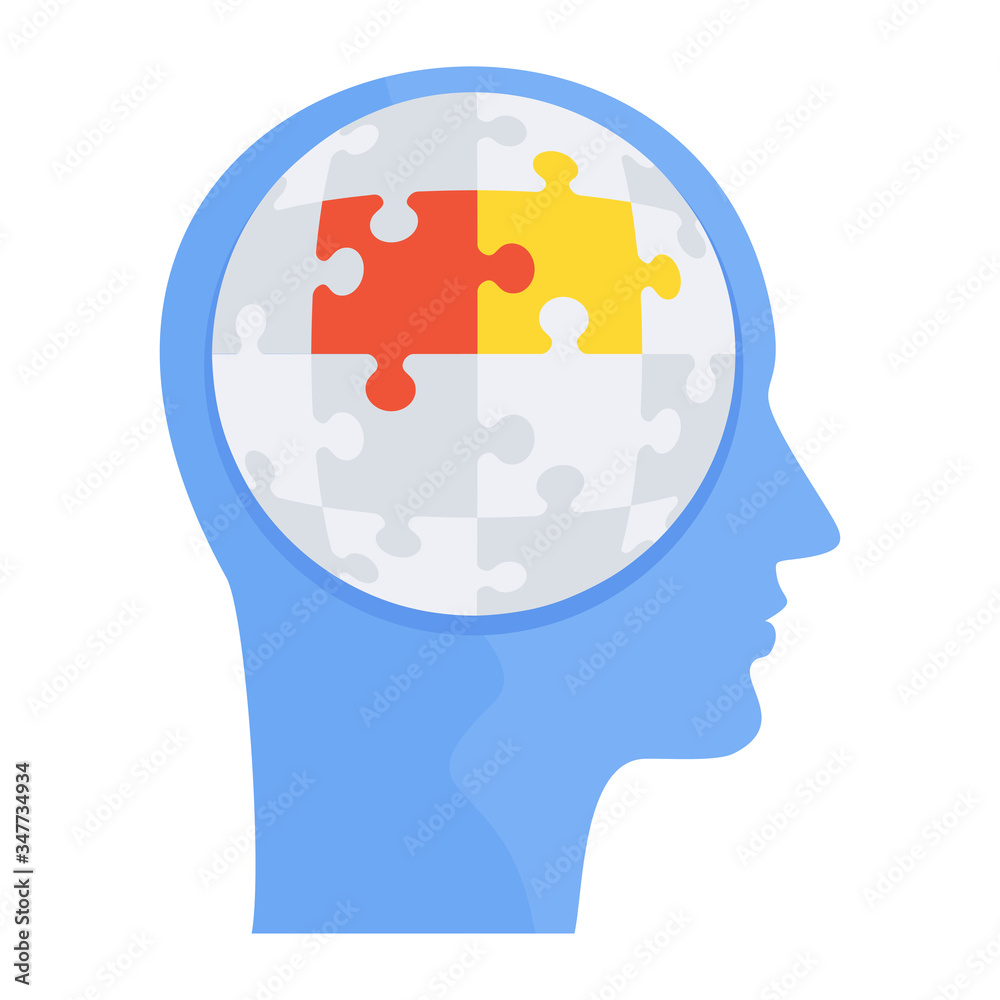 Logical thinking. Human head with puzzles inside. Logical thinking. Human head with puzzles inside.