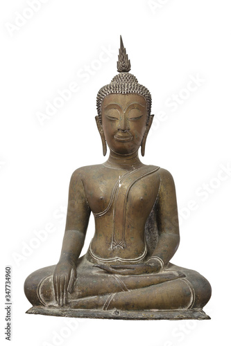 seated Buddha image, Buddha Subduing Mara, made from mental since 1757, Thailand