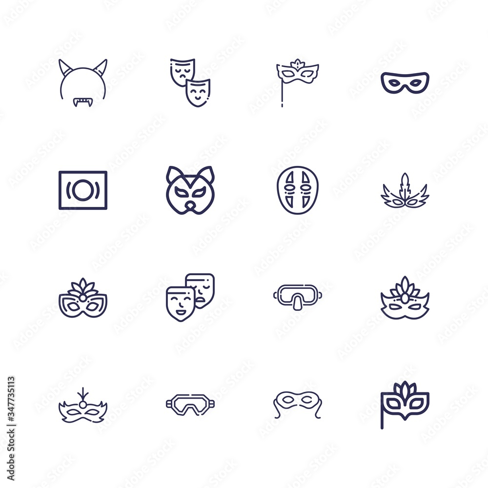 Editable 16 masquerade icons for web and mobile