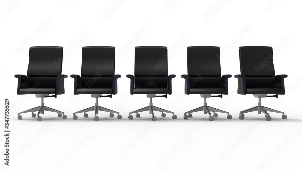 Black office chair in a row isolated on white backgorund Black office chair in a row isolated on white backgorund