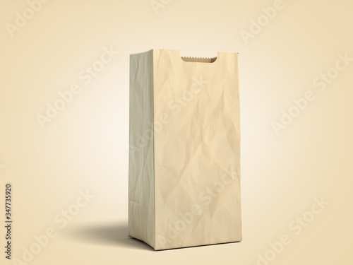 paper bag for products 3d render on a color gradient background