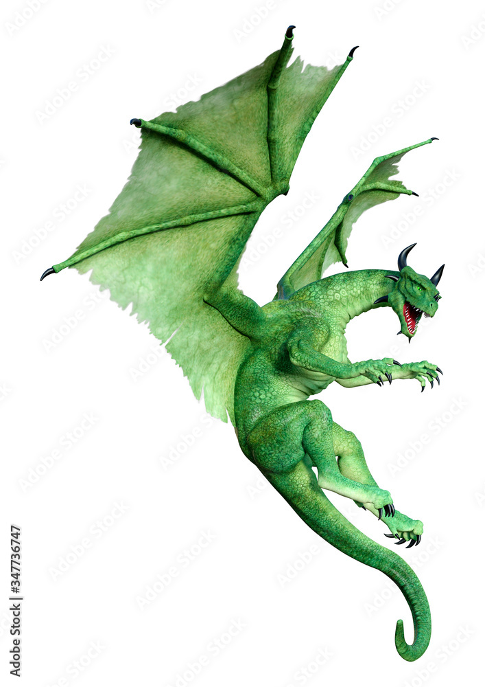 Obraz premium 3D renderowania Bajkowy smok na białym tle