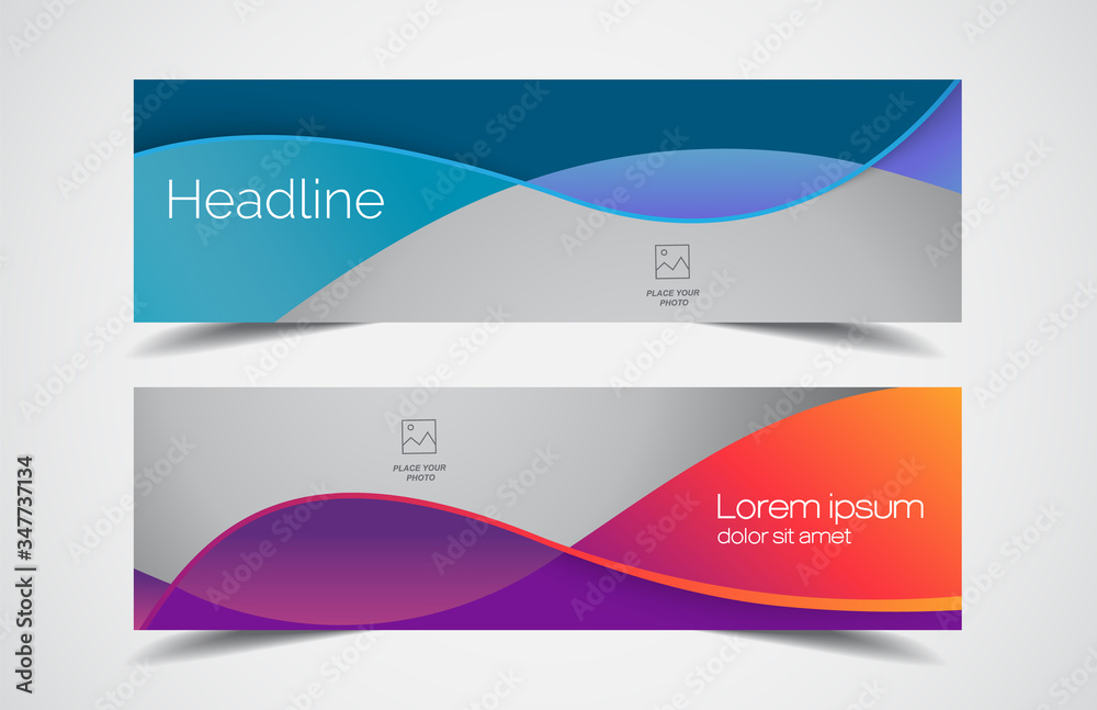 Set of modern design - Vector web banners design background or header templates, horizontal advertising business banner.