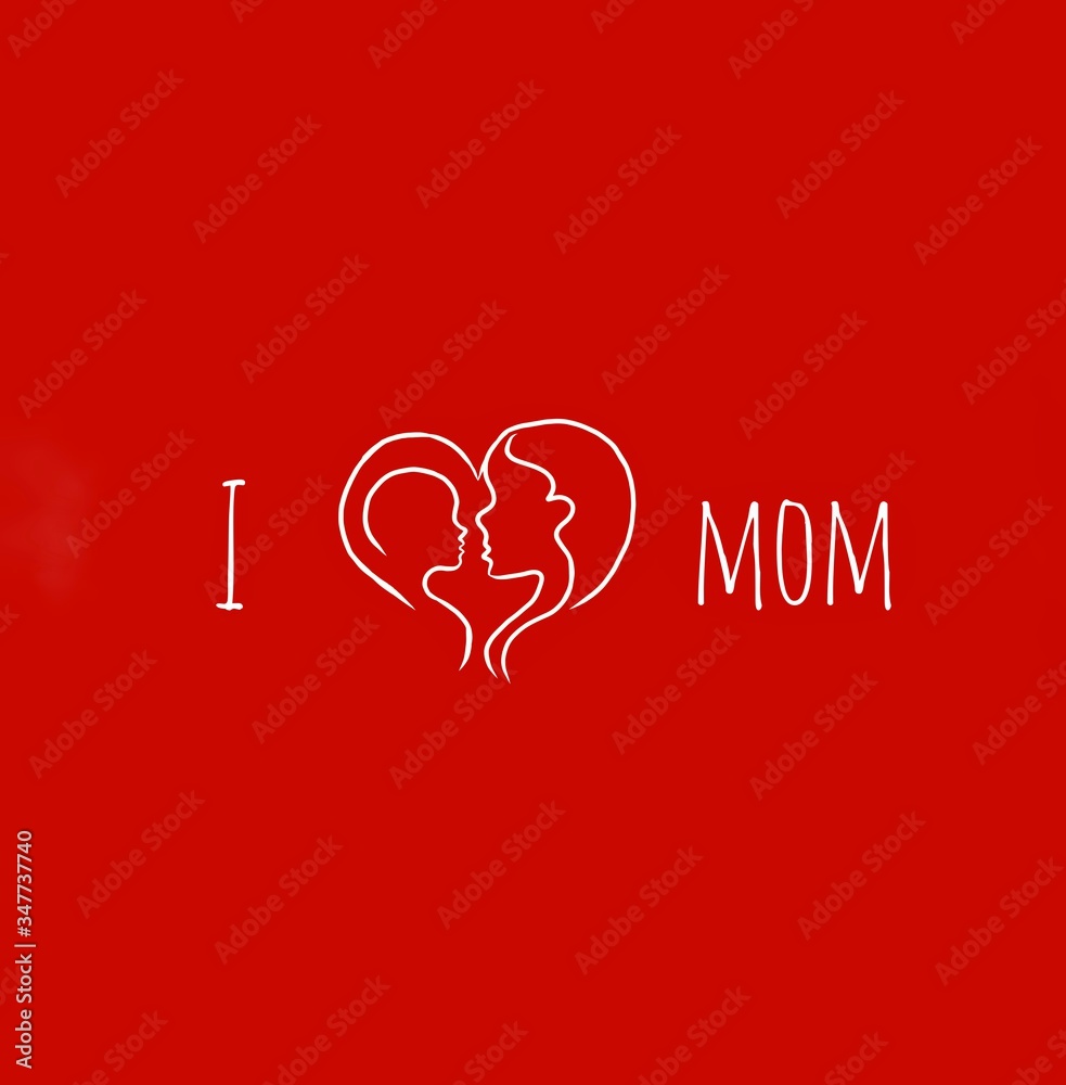 Mother's Day special illustration.Mom and baby illustration.I love mom.I love mother