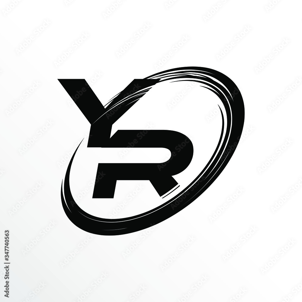 Initial Letter YR Brush Effect Logo Design Initial Letter YR Brush Effect Logo Design