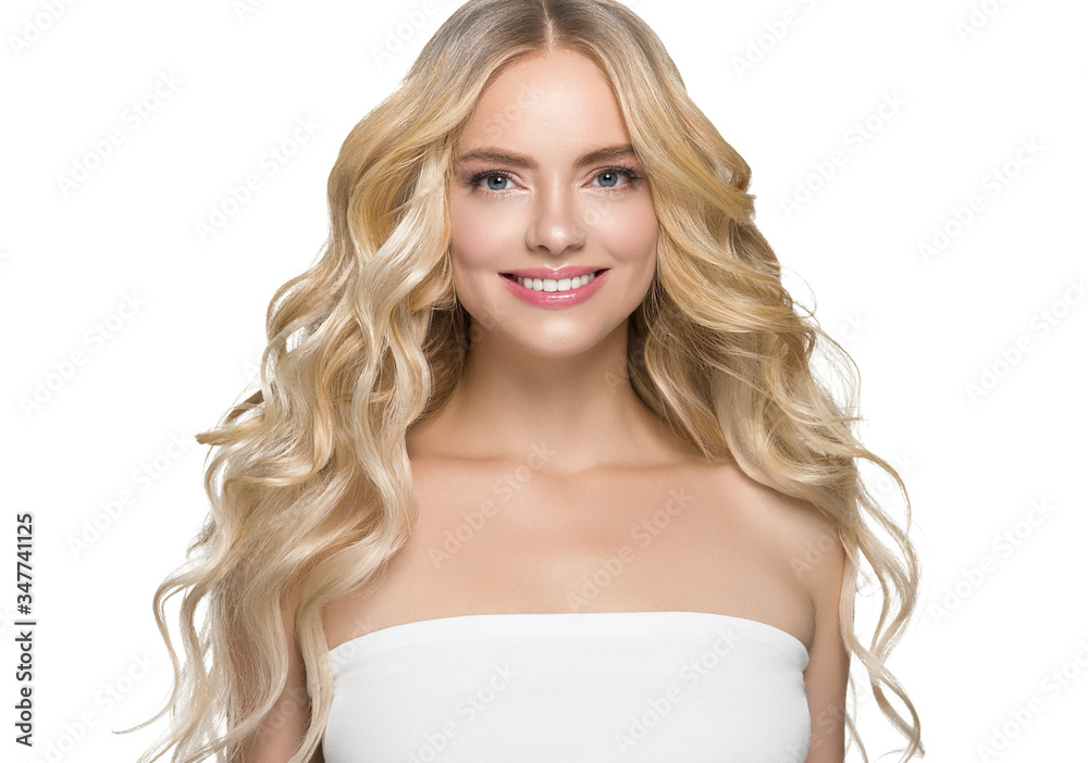 Blonde woman hair long hairstyle beautiful face beautymodel cosmetic spa concept Blonde woman hair long hairstyle beautiful face beautymodel cosmetic spa concept