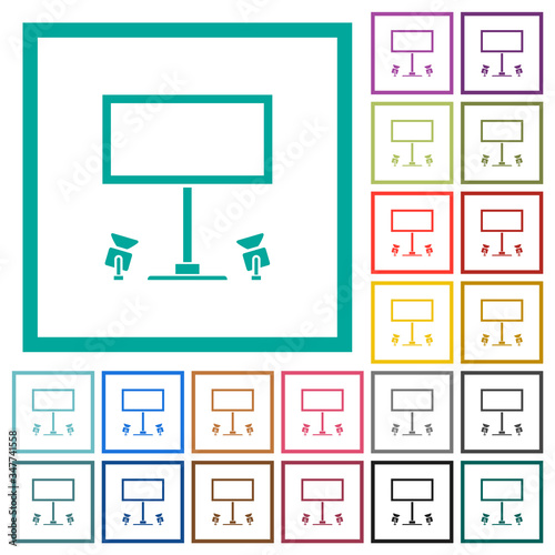 Billboard with reflectors flat color icons with quadrant frames