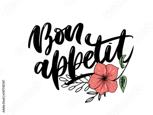 Bon appetit hand drawn lettering. Vector illustration