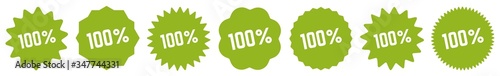 100 % Tag Green | 100 Percent Icon | Sticker | Label | Variations
