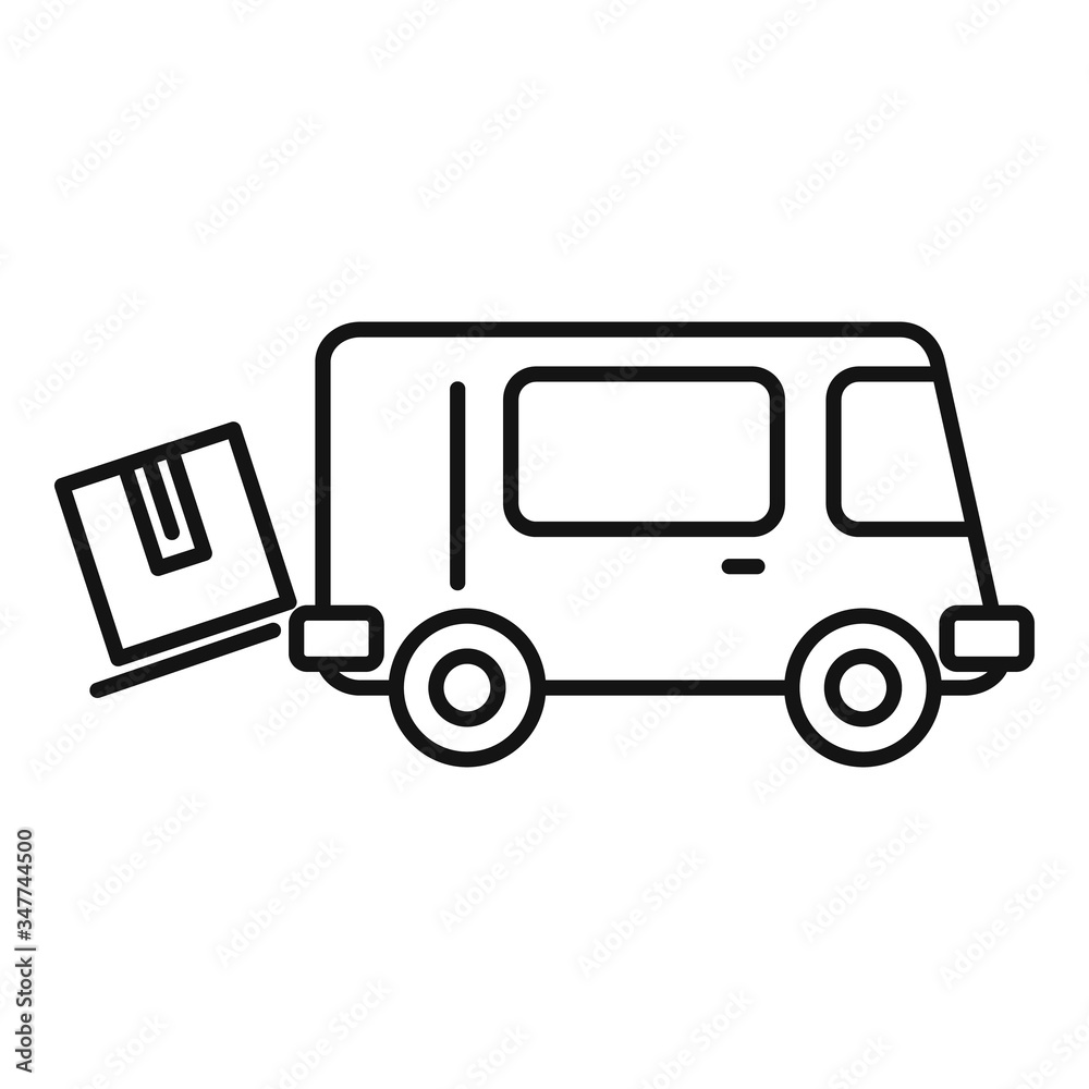 Relocation van icon. Outline relocation van vector icon for web design isolated on white background