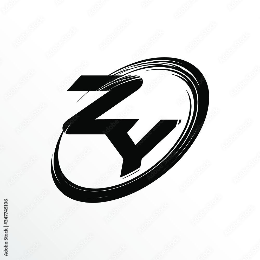 Initial Letter ZY Brush Effect Logo Design Initial Letter ZY Brush Effect Logo Design