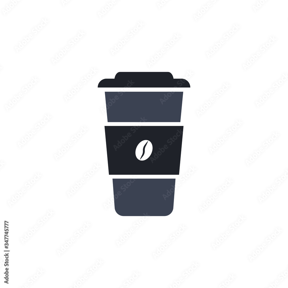 Disposable cup with coffee. coffee icon in simple flat style Disposable cup with coffee. coffee icon in simple flat style