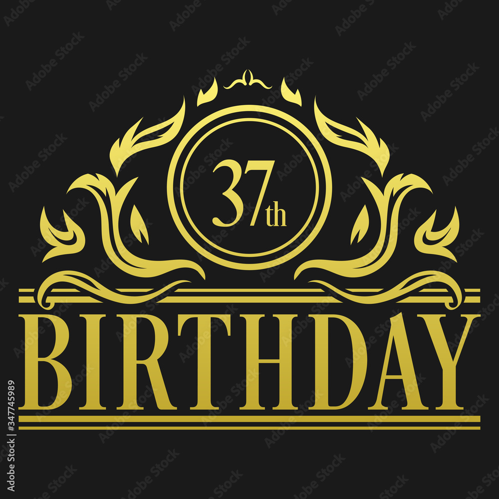 Fototapeta premium Luxury 37th Birthday Logo illustration vector