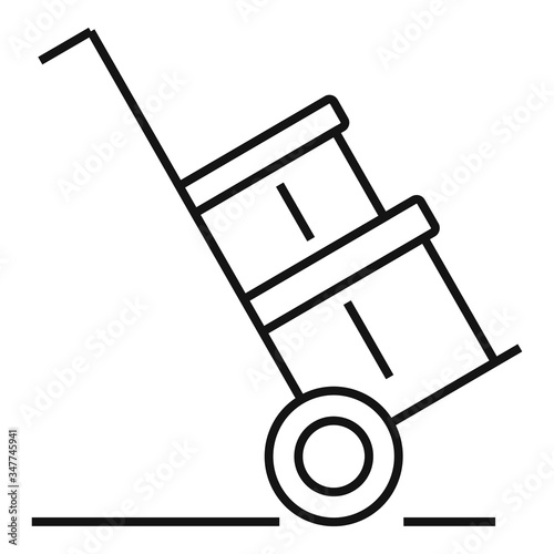 Warehouse parcel cart icon. Outline warehouse parcel cart vector icon for web design isolated on white background
