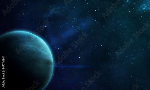 abstract space illustration  3d image  planet in the nebula i shine