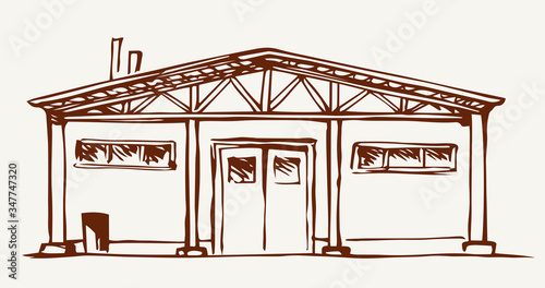 Entrance to the barn. Vector drawing