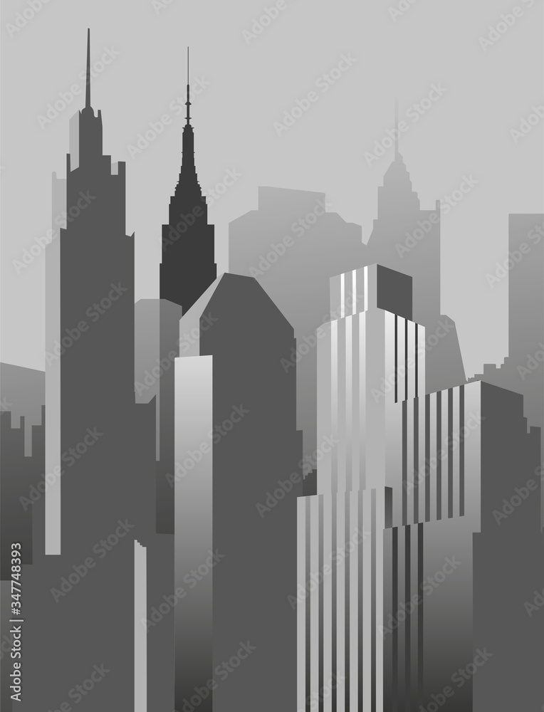 Grey sadness city scape. Vector image