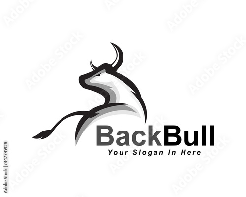 Bull look back ass view drawing art logo design inspiration