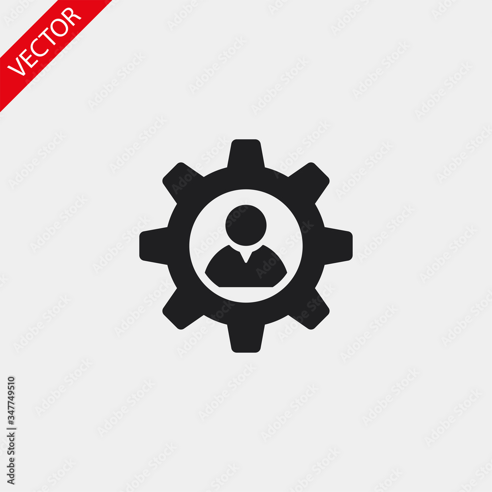 Man and cog vector icon , lorem ipsum Flat design Man and cog vector icon , lorem ipsum Flat design