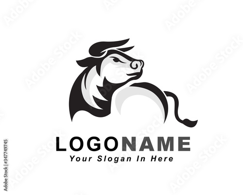 bull cow ox buffalo look back drawing art logo design inspiration