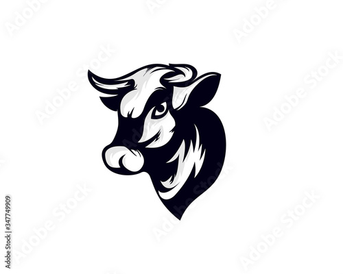 Black head buffalo cow ox bull drawing art logo design inspiration