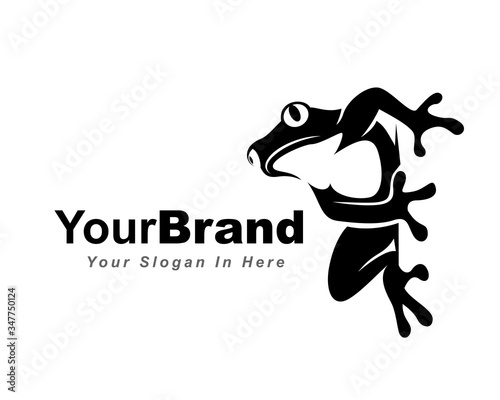 black drawing art frog patch at wall logo design inspiration