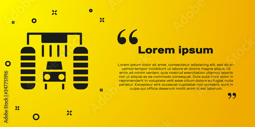 Black Car wash icon isolated on yellow background. Carwash service and water cloud icon.  Vector Illustration