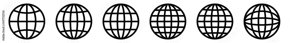 World Icon Black | Earth Illustration | Globe Symbol | Planet Logo | World Wide Web Sign | Isolated | Variations World Icon Black | Earth Illustration | Globe Symbol | Planet Logo | World Wide Web Sign | Isolated | Variations