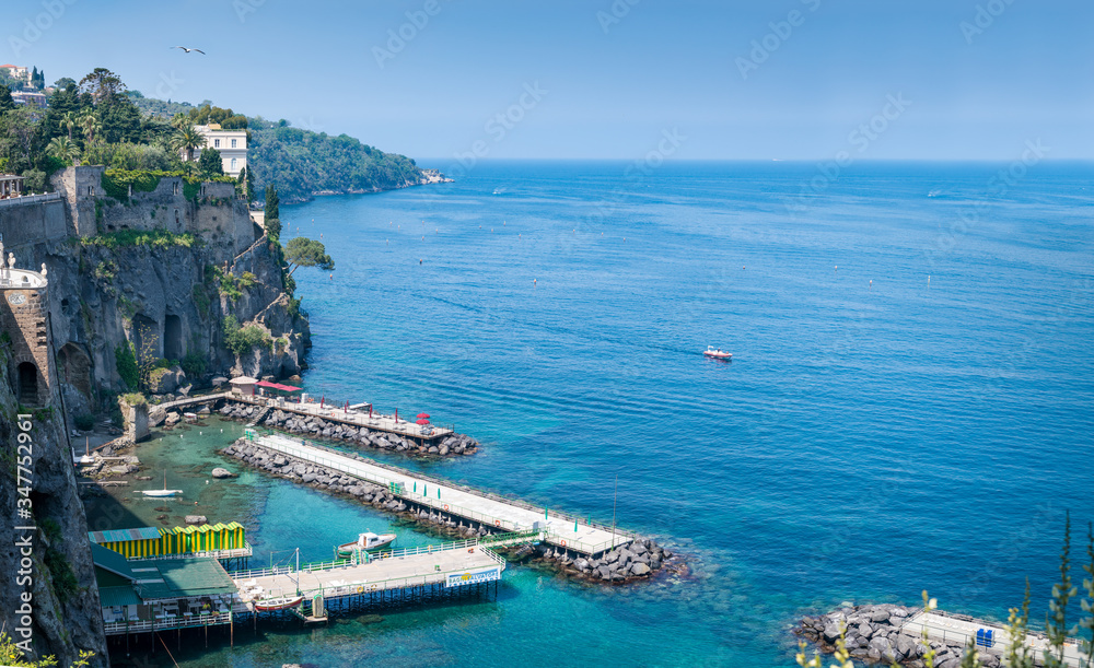 Sunny view of the port at Sorrento, Italy.