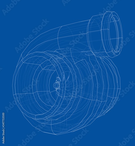Automobile turbocharger concept outline. Vector