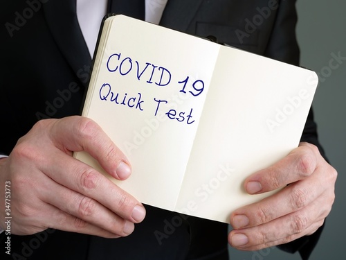 covid quick test inscription on the sheet.