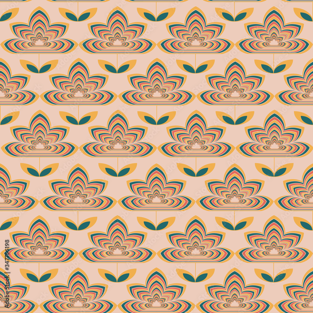 A seamless pattern of retro flowers. A seamless pattern of retro flowers.