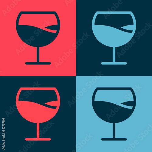 Pop art Wine glass icon isolated on color background. Wineglass sign.  Vector Illustration